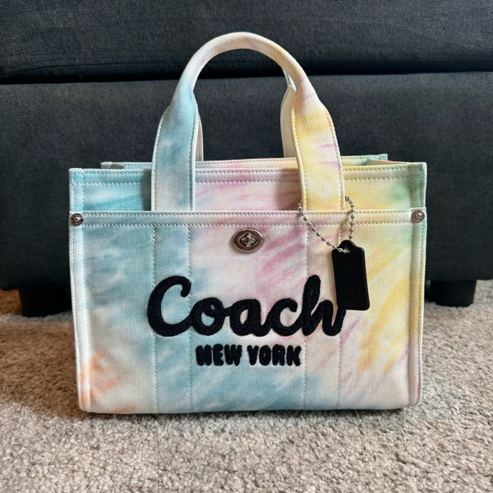 Coach Retail Rainbow Tie Dye Cargo Tote 26 With Crossbody Strap
